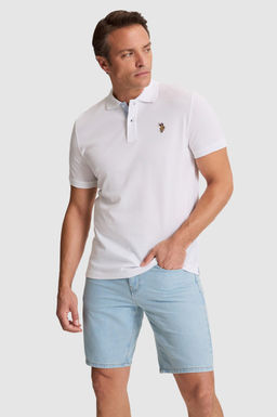 Erkek Beyaz Regular Fit Polo Yaka Basic Ti__rt