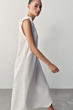 VESTIDO LARGO CON LINO / Blanco - Zara фото 6