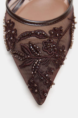 RHINESTONE MESH SLINGBACK HEELS - Zara фото 7