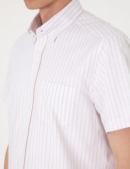 Bej Regular Fit _izgili K_sa Kollu G_mlek