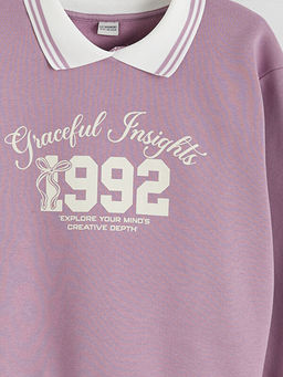 Polo Yaka K?z ?ocuk Kal?n Sweatshirt