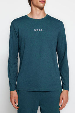 TRENDYOL MAN Lacivert Regular Fit Bask?l? Orme Pijama Tak?m? TMNAW24PT00005 - Trendyolmilla фото 29