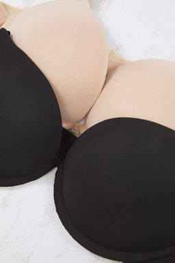 Siyah-Ten 2li Paket Micro Push Up T-Shirt Bra Orme Sutyen THMAW26SU00008 - Trendyolmilla фото 2