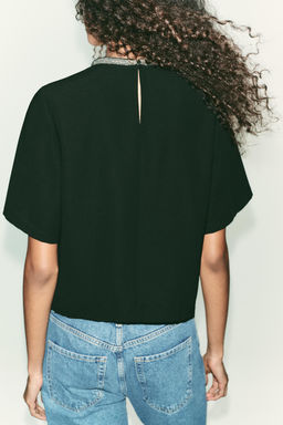 TOP WITH GLITTER NECK - Zara фото 5