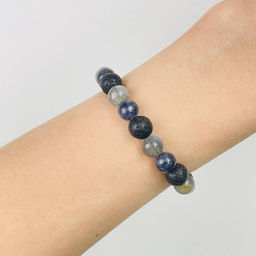 Браслет регулируемый "Стихия Вода" из Лабрадора, Иолита и Лавы от 19 см