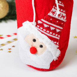 Чехол на бутылку Дед Мороз в вязаной шапочке на завязках - Страна карнавалия фото 2