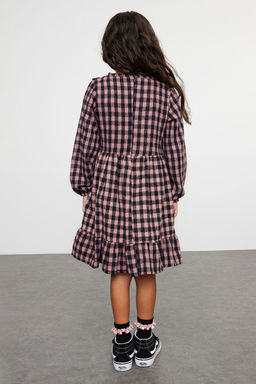 K?rm?z? K?z Cocuk Ekose / Kareli Regular Dokuma Elbise TKDAW25EL00004 - Trendyolmilla фото 9