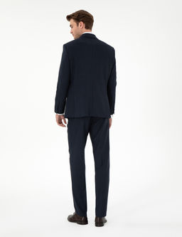 Lacivert Slim Fit _izgili Tak_m Elbise