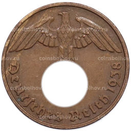 Монета 2 рейхспфеннига 1938 года G Германия