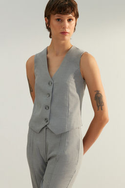 TRENDYOLMILLA Bordo Premium Dugmeli Crop Dokuma Yelek TWOAW24YE00061  фото 9