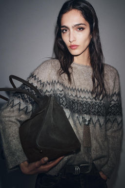 SPLIT SUEDE SHOULDER BAG