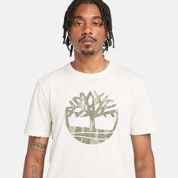 Мужская футболка Timberland T-Shirt Kennebec River Camo Tree Logo Regular белая  фото 3