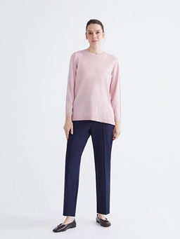 Bisiklet Yaka Kendinden Desenli Kad?n Triko Kazak