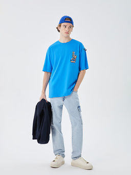 Bisiklet Yaka K?sa Kollu Nostaljik Maymun Bask?l? Penye Unisex Ti??rt - Waikiki фото 2