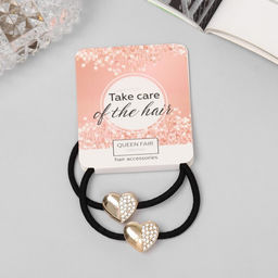 Цена за 6 шт. Резинка для волос "Лиора" (набор 2 шт) сердце