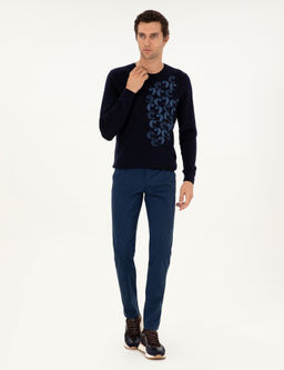 Lacivert Slim Fit Pamuk Kar___ml_ Kanvas Pantolon