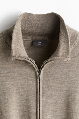 Cardigan de lana merino con cremallera Slim Fit - H&m фото 7