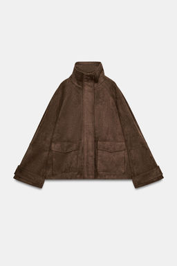 CHAQUETA EFECTO ANTE BOLSILLOS / Marr?n oscuro - Zara фото 7