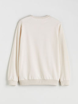 Bisiklet Yaka Bask?l? Erkek Sweatshirt