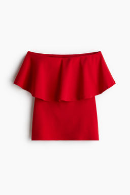 Top interlock con escote bandeau de volante - H&m фото 2