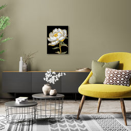 ФРЕЯ PNB/PMB-307 Набор для раскрашивания по номерам ( эффект черного холста ) ( с краской-металлик ) 40 х 30 см Золотой пион