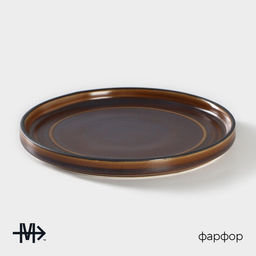 Десертная тарелка Magistro Garland, d=18.2 см, фарфор, синяя, коричневая  фото 2