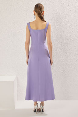 Trendyolmilla Siyah A-Kesim Tas Aksesuar Detayl? Dokuma Midi S?k Abiye Gece Mezuniyet Elbisesi TPRSS25EL00173  фото 11