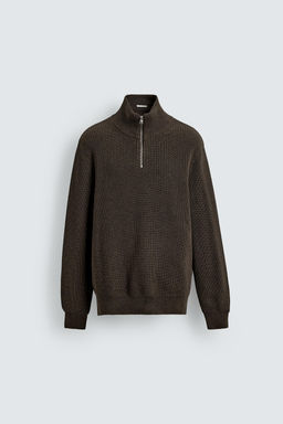 JERSEY PUNTO PERLADO CUELLO CREMALLERA / Chocolate - Zara фото 8