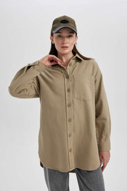 Габардиновая туника с длинными рукавами Relax Fit
