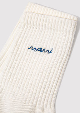 Mavi Logo Islemeli Beyaz Soket Corap  фото 2