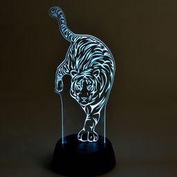 ULI-M506 RGB/3AA TIGER/BLACK Светильник декоративный с эффектом 3D Тигр, на батарейках 3AA (не в/к). 1 светодиод. RGB свет. TM Uniel