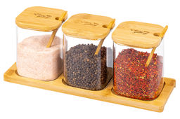Набор банок для специй Elan Gallery Crystal Glass 3 шт 450 мл с ложкой фото 19