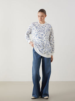 Desenli Oversize Kad?n Sweatshirt Tunik