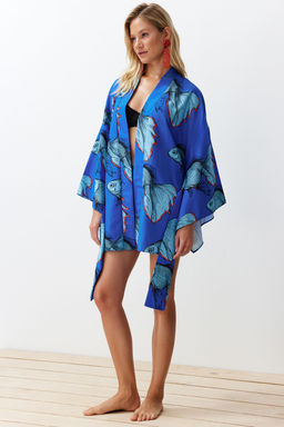 Tropikal Desenli Kusakl? Volanl? Mini Dokuma Plaj Kimono&Kaftan TBESS23KM00024 - Trendyolmilla фото 10