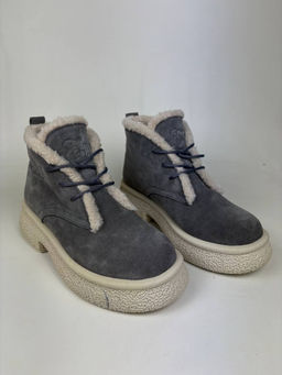 Ботинки 308.001be. серый замок замша уценка/шерсть