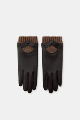GUANTES EFECTO PIEL CON LANA / Marr?n - Zara фото 2