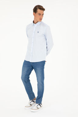 U. S. Polo Assn / Мужская голубая базовая рубашка с длинным рукавом - U.s. polo assn фото 4