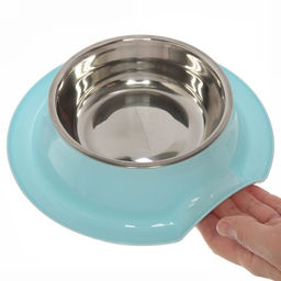 Миска металлическая "Колор-Примула" 250мл 21,5*5,5см на пластиковой подставке, цвет голубой