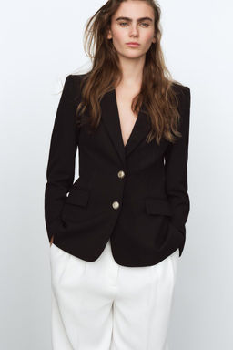 FITTED BLAZER WITH SHOULDER PADS - Zara фото 12