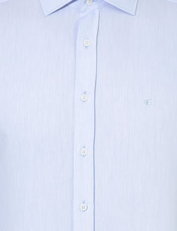 Голубая базовая рубашка зауженного кроя с длинным рукавом - Cacharel фото 6