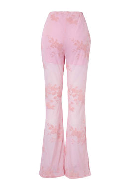 Pembe _i_ekli Floklu Flare Pa_a _ortlu _rme Pantolon TPRAW27PL00003 - Trendyolmilla фото 3