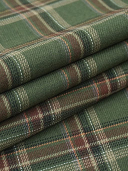Фуле Клетка цв.темно-эвкалиптовый/коричневый, ш.1.45м, хлопок-100%, 180гр/м.кв - Купава фото 6