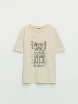 Футболка с принтом и вышивкой / Zarina фото 7