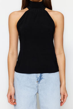 Trendyolmilla Siyah Halter Yaka Omzu Ac?k Esnek Orme Bluz TWOSS23BZ00947  фото 6
