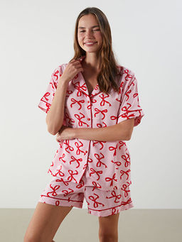 Kurdele Bask?l? Kad?n ?ortlu Pijama Tak?m?