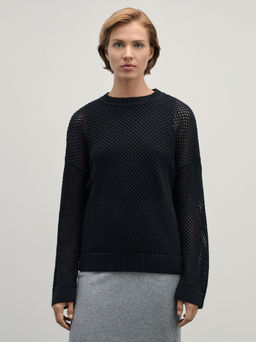 Джемпер ажурный из хлопка / Zarina  фото 3