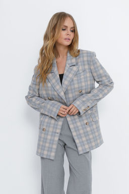 Жакет Pirs 5805 клетка серая с голубым