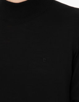 Siyah Slim Fit Yar_m Bal_k__ Yaka Y_n Kar___ml_ Basic Triko Kazak - Pierre cardin фото 7