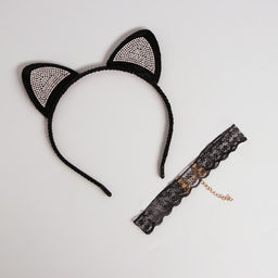 Карнавальный набор взрослый Гламурная кошечка, ободок, ушки, чокер - Страна карнавалия фото 4