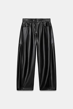 ZW COLLECTION BALLOON LEATHER EFFECT TROUSERS - Zara фото 10
